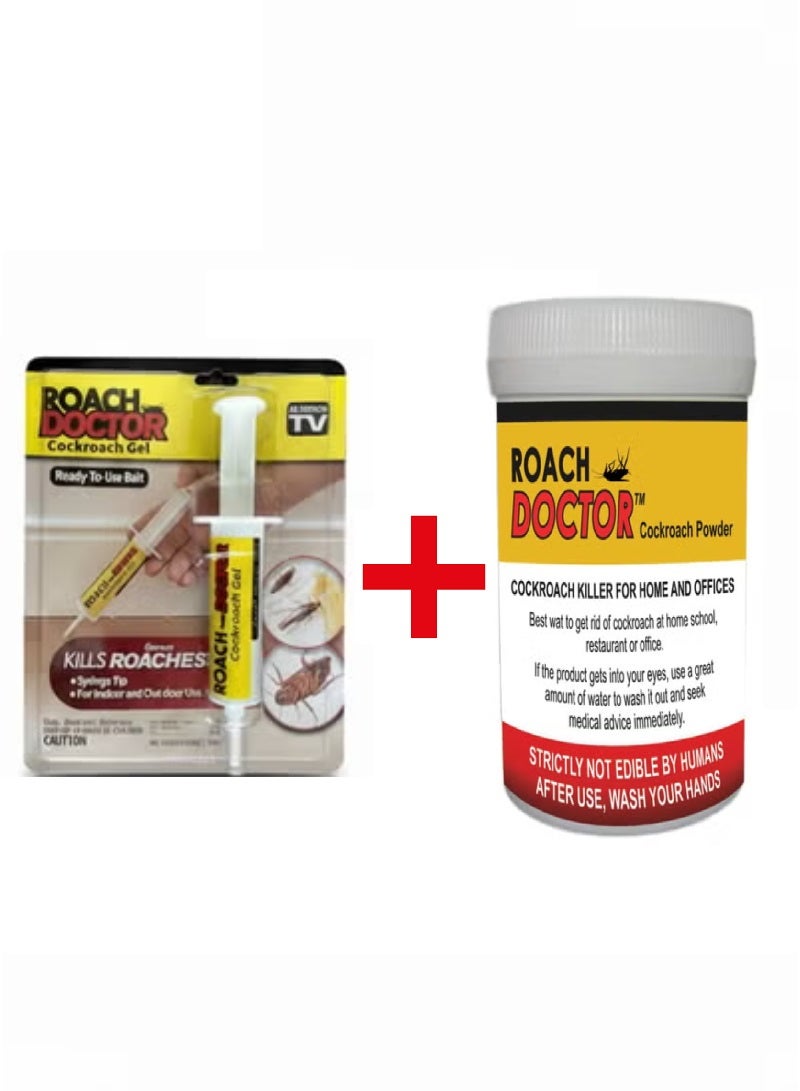 Combo Pack 30g Cockroach Gel and 30g Powder by Roach Doctor - Dual Action Roach Killer